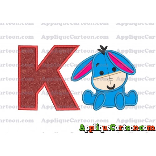 Eeyore Applique 02 Embroidery Design With Alphabet K