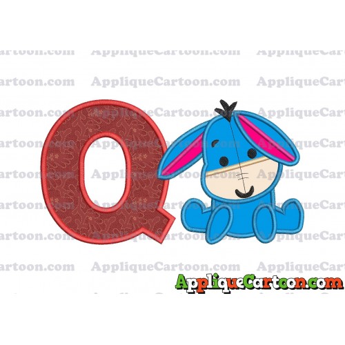 Eeyore Applique 02 Embroidery Design With Alphabet Q