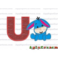 Eeyore Applique 02 Embroidery Design With Alphabet U
