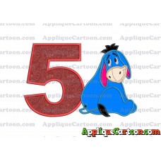 Eeyore Applique 03 Embroidery Design Birthday Number 5