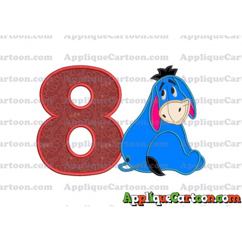 Eeyore Applique 03 Embroidery Design Birthday Number 8