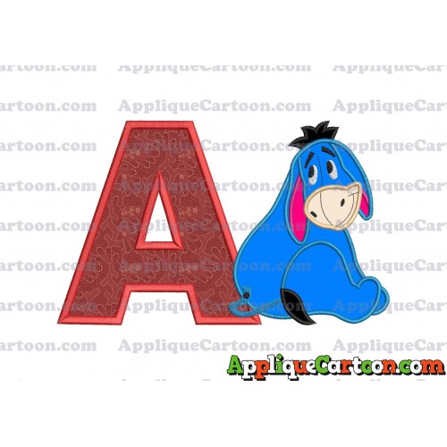 Eeyore Applique 03 Embroidery Design With Alphabet A