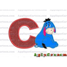 Eeyore Applique 03 Embroidery Design With Alphabet C