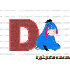 Eeyore Applique 03 Embroidery Design With Alphabet D