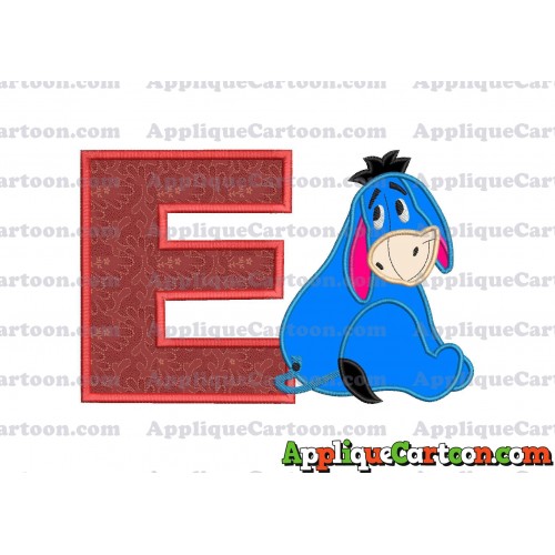 Eeyore Applique 03 Embroidery Design With Alphabet E