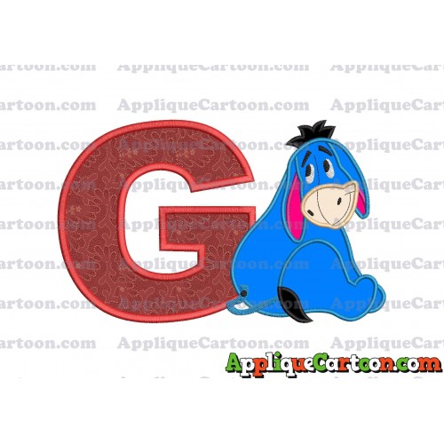 Eeyore Applique 03 Embroidery Design With Alphabet G