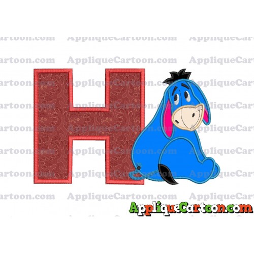 Eeyore Applique 03 Embroidery Design With Alphabet H