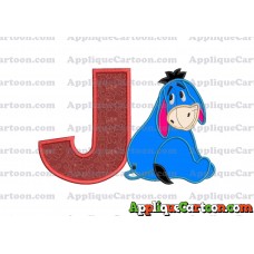 Eeyore Applique 03 Embroidery Design With Alphabet J