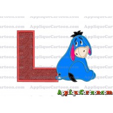 Eeyore Applique 03 Embroidery Design With Alphabet L
