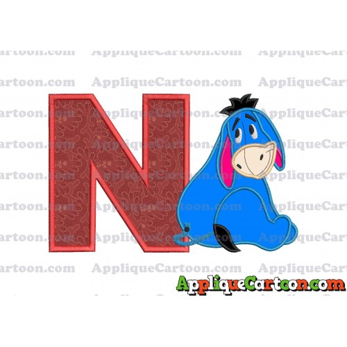 Eeyore Applique 03 Embroidery Design With Alphabet N