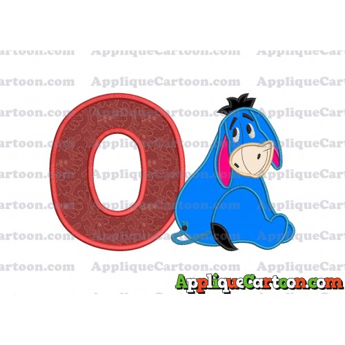 Eeyore Applique 03 Embroidery Design With Alphabet O