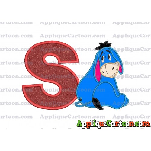 Eeyore Applique 03 Embroidery Design With Alphabet S