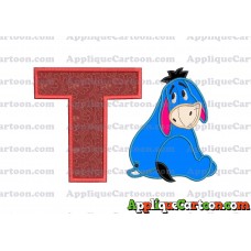 Eeyore Applique 03 Embroidery Design With Alphabet T