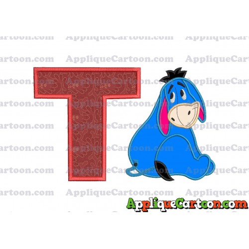 Eeyore Applique 03 Embroidery Design With Alphabet T