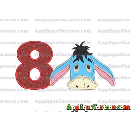 Eeyore Applique Embroidery Design Birthday Number 8