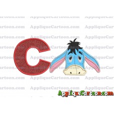 Eeyore Applique Embroidery Design With Alphabet C