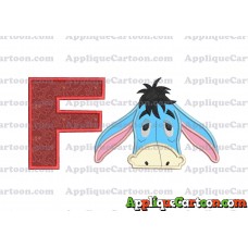 Eeyore Applique Embroidery Design With Alphabet F