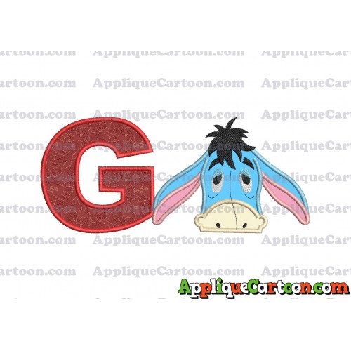 Eeyore Applique Embroidery Design With Alphabet G