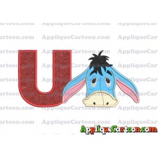 Eeyore Applique Embroidery Design With Alphabet U