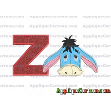 Eeyore Applique Embroidery Design With Alphabet Z