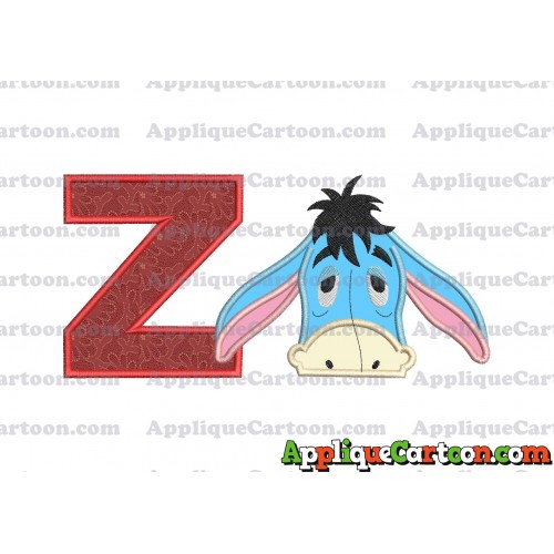 Eeyore Applique Embroidery Design With Alphabet Z