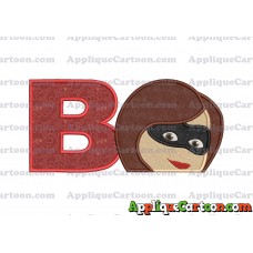 Elastigirl Incredibles Head Applique Embroidery Design 02 With Alphabet B