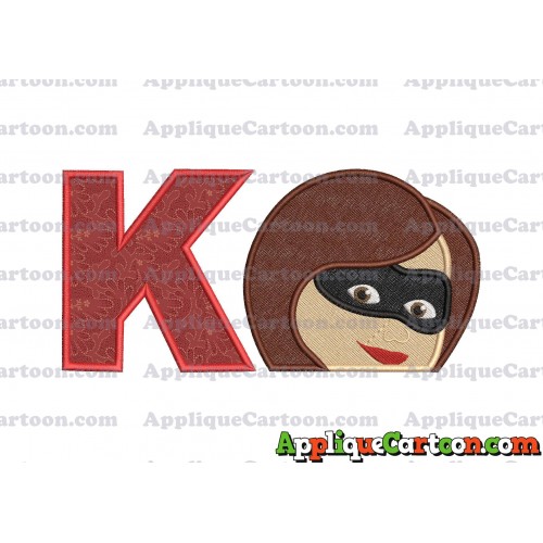 Elastigirl Incredibles Head Applique Embroidery Design 02 With Alphabet K