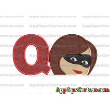 Elastigirl Incredibles Head Applique Embroidery Design 02 With Alphabet Q