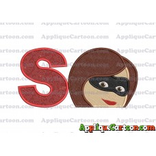 Elastigirl Incredibles Head Applique Embroidery Design 02 With Alphabet S