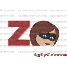 Elastigirl Incredibles Head Applique Embroidery Design 02 With Alphabet Z