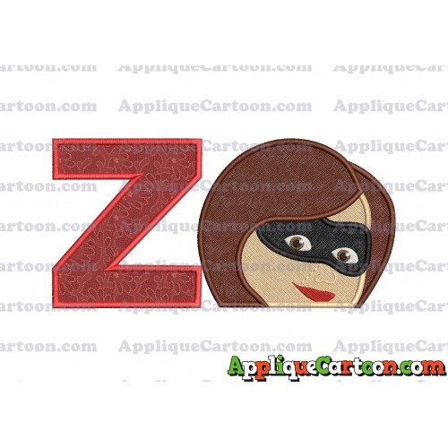 Elastigirl Incredibles Head Applique Embroidery Design 02 With Alphabet Z