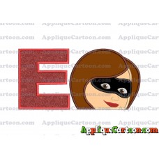 Elastigirl Incredibles Head Applique Embroidery Design With Alphabet E