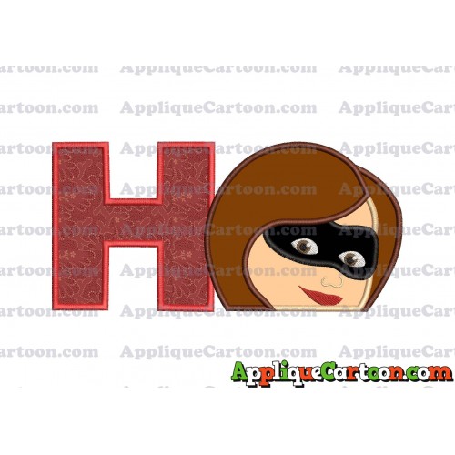 Elastigirl Incredibles Head Applique Embroidery Design With Alphabet H