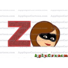 Elastigirl Incredibles Head Applique Embroidery Design With Alphabet Z