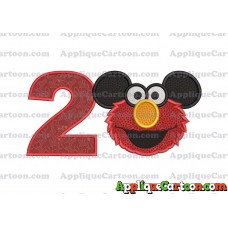 Elmo Ears Sesame Street Mickey Mouse Applique Design Birthday Number 2