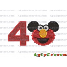 Elmo Ears Sesame Street Mickey Mouse Applique Design Birthday Number 4