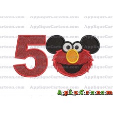 Elmo Ears Sesame Street Mickey Mouse Applique Design Birthday Number 5