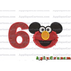 Elmo Ears Sesame Street Mickey Mouse Applique Design Birthday Number 6