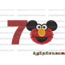 Elmo Ears Sesame Street Mickey Mouse Applique Design Birthday Number 7