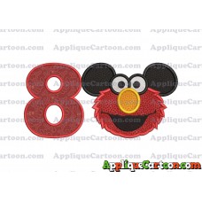 Elmo Ears Sesame Street Mickey Mouse Applique Design Birthday Number 8