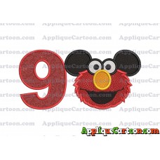 Elmo Ears Sesame Street Mickey Mouse Applique Design Birthday Number 9