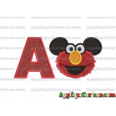 Elmo Ears Sesame Street Mickey Mouse Applique Design With Alphabet A