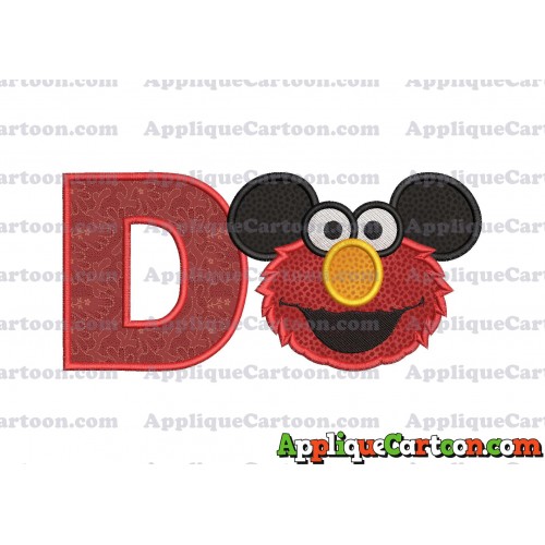 Elmo Ears Sesame Street Mickey Mouse Applique Design With Alphabet D