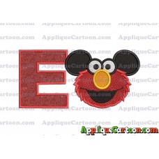 Elmo Ears Sesame Street Mickey Mouse Applique Design With Alphabet E