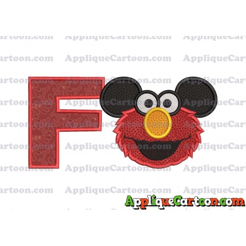 Elmo Ears Sesame Street Mickey Mouse Applique Design With Alphabet F