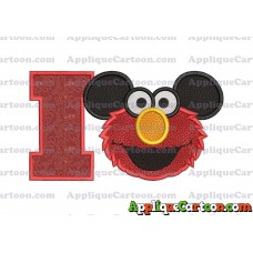 Elmo Ears Sesame Street Mickey Mouse Applique Design With Alphabet I