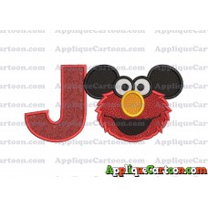 Elmo Ears Sesame Street Mickey Mouse Applique Design With Alphabet J