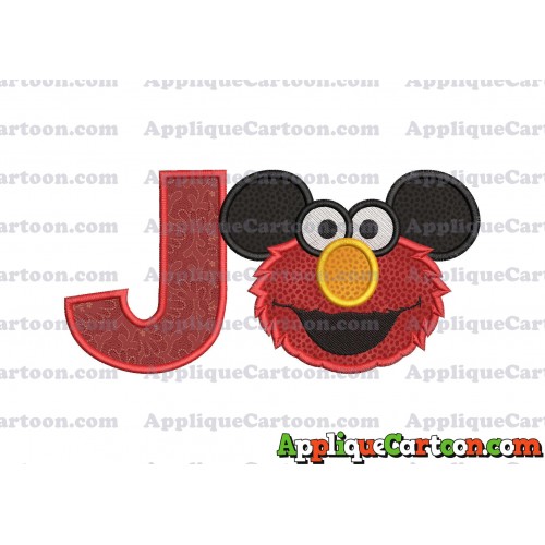 Elmo Ears Sesame Street Mickey Mouse Applique Design With Alphabet J