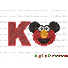 Elmo Ears Sesame Street Mickey Mouse Applique Design With Alphabet K