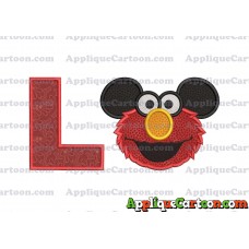 Elmo Ears Sesame Street Mickey Mouse Applique Design With Alphabet L